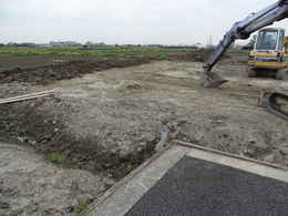 愛西市西光寺の東側大駐車場工事写真・愛知県愛西市稲葉町西光寺本堂新築工事写真